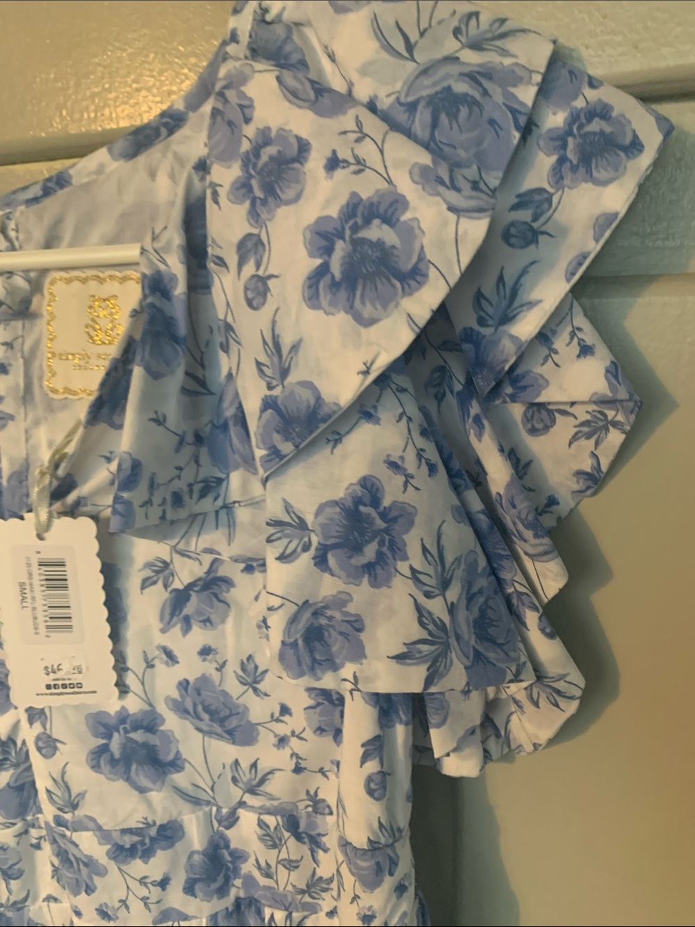 Simply Southern Blue Floral White Sundress with Ruffle Sleeves - Picture 4 of 11